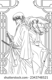 Farbseite des Samurai-Paares
