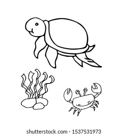 coloring page of the sea creatures