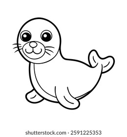Coloring page seal vector illustration