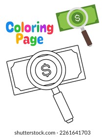 Coloring page with Search Money for kids