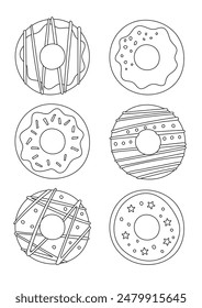 Coloring Page Set Features A Variety Of Donuts For Both Adults And Children