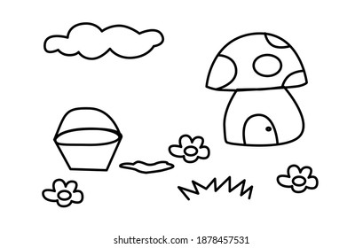 Colorando la hoja de página para niños. Hoja de actividad infantil que se puede imprimir fácilmente.