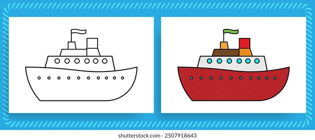 coloring page with ship  vector illustration
