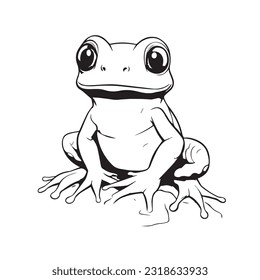 coloring page simple black and white cute frog vector