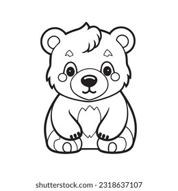coloring page simple black and white cute bear vector