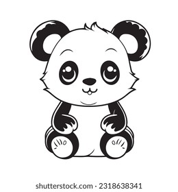coloring page simple black and white cute panda vector