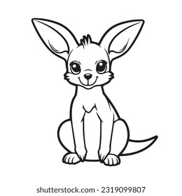 Coloring page simple black and white cute kangaroo vector design