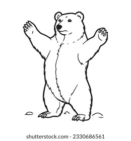 coloring page simple black and white A bear standing