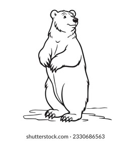 coloring page simple black and white A bear standing