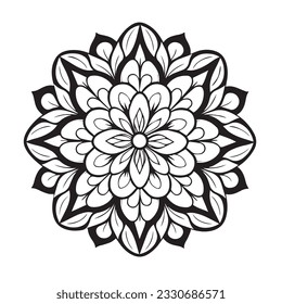 página de color simple mandala de flor blanca y negra 