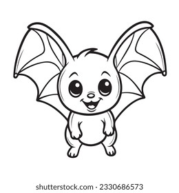 coloring page simple black and white A bat