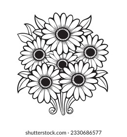coloring page simple black and white flower mandala 