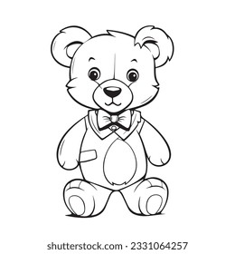coloring page simple black and white A teddy bear 