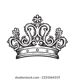 coloring page simple black and white the crown