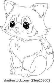 Coloring page a smiling red panda