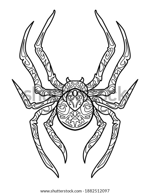 Coloring Page Spider Outline Illustration Colouring Stock Vector ...