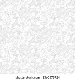 Coloring page with spring flowers daffodils. narcissus coloring page for children and adults