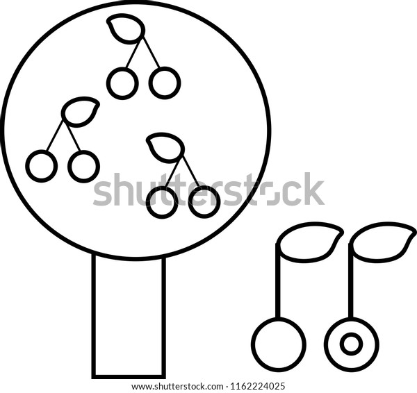 Coloring Page Stylized Cartoon Cherry Tree Stock Vector Royalty Free 1162224025