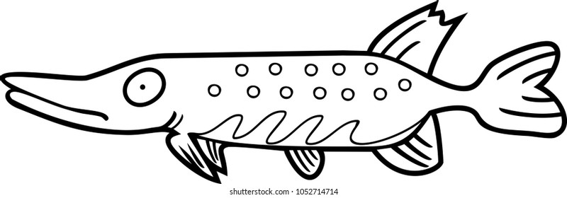 Coloring page. Stylized pike a long-bodied predatory freshwater fish