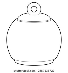 Coloring page. Sugar bowl. Black line. 