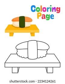 Coloring page with Sushi for kids