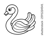 Coloring page Swan vector illustration