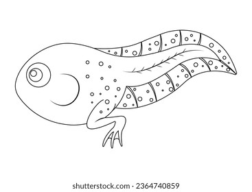 Coloring Page of Tadpole Cartoon Character Vector Illustration Isolated on White Background
