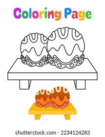 Coloring page with Takoyaki for kids