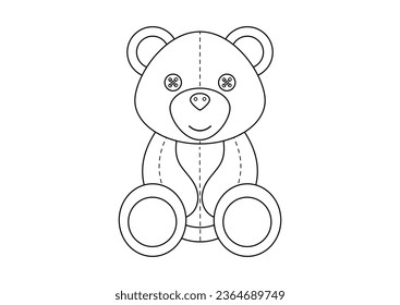 Coloring Page of a Teddy Bear Toy Cartoon Character Vector Illustration