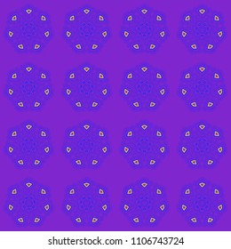 Coloring page template. Oriental, mystic, alchemy pattern. Blue, orange and violet printable package decorative elements. Vector flower Mandala seamless pattern. Vector illustration.