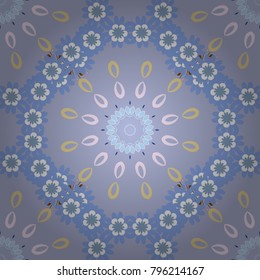 Coloring page template. Oriental, mystic, alchemy pattern. Blue, white and purple printable package decorative elements. Vector flower Mandala seamless pattern. Vector illustration.