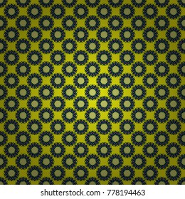 Coloring page template. Vector flower Mandala seamless pattern. Vector illustration. Oriental, mystic, alchemy pattern. Green, orange and black printable package decorative elements.