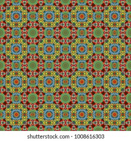 Coloring page template. Vector illustration. Yellow, blue and green printable package decorative elements. Oriental, mystic, alchemy pattern. Vector flower Mandala seamless pattern.