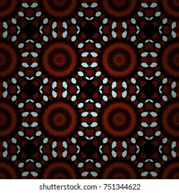 Coloring page template. Vector illustration. Red, blue and black printable package decorative elements. Oriental, mystic, alchemy pattern. Vector flower Mandala seamless pattern.