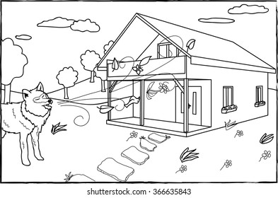 Coloring page - The three little pigs