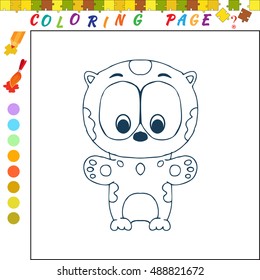 Coloring page with tiger. Color educational children game, drawing kids activity, printable sheet