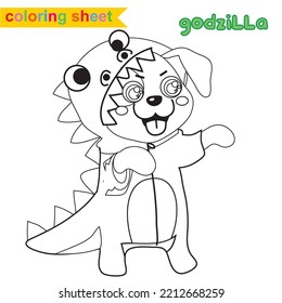 Coloring page for toddlers. Cute animal dress in Halloween costumes. Activity kit for kindergarten students. Cute Halloween illustration. Coloring Halloween worksheet page. Vector illustration file