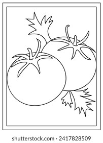Coloring page of tomatoes, vegetable linear vector 