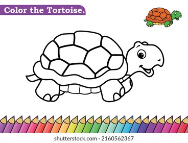 Coloring Page Tortoise Vector Illustration Kindergarten Stock Vector