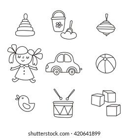 Coloring page with toys