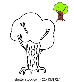 Coloring page with tree with hollow