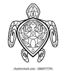 coloring page Turtle outline Vector illustration antistress for ,tattoo, posters,  stickers, printing on fabric