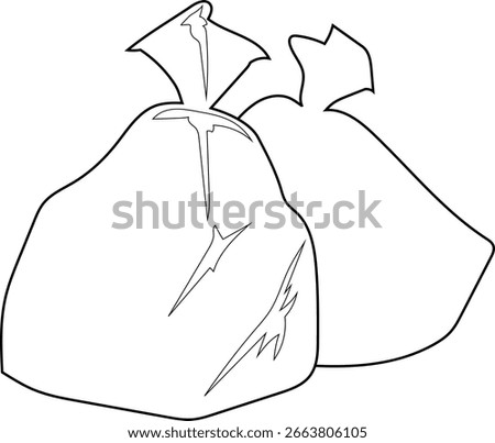 Coloring page with two garbage bags isolated on white background	