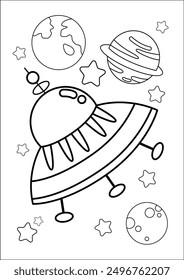 eine Malvorlage eines UFO