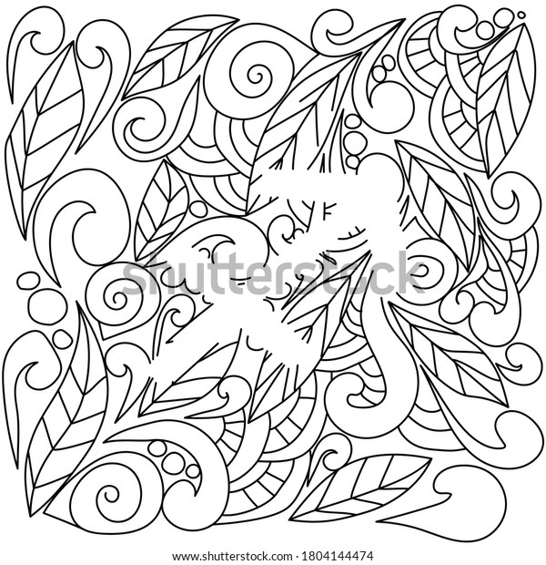 Coloring Page Using Negative Space Silhouette Stock Vector (Royalty