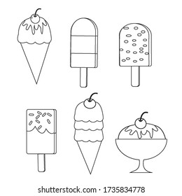 Coloring Page Vector Ice Cream Theme Illustration