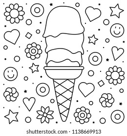 Download Ice Cream Coloring Page High Res Stock Images Shutterstock