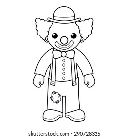 Coloring page: vector Illustration of a black and white outline image of circus clown