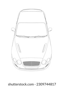 Coloring page vector line art for book and drawing. Black contour sketch illustrate Isolated on white background. High speed drive vehicle. Graphic element. Illustration car. Stroke without fill.
