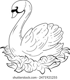 Coloring page vector line art for book and drawing. Black contour sketch illustrate Isolated on white background.